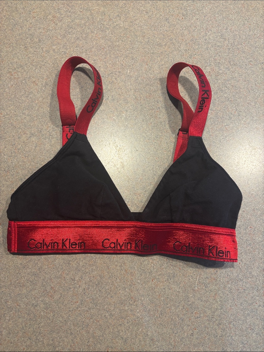 Calvin Klein Black Bralette with Red Logo Elastic